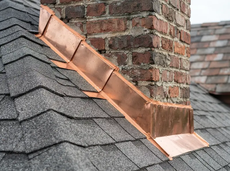 New chimney flashing for roof leak repair New chimney flashing for roof leak repair