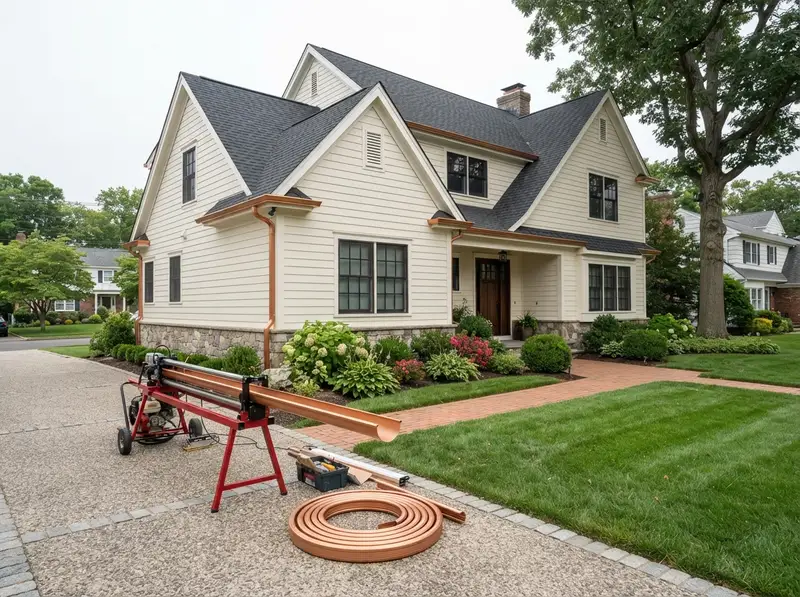 Seamless gutter installation in Chatham NJ Seamless gutter installation in Chatham NJ
